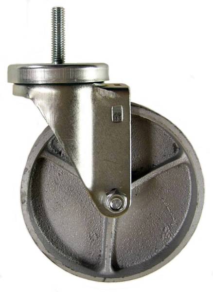 5" x 1-1/4" Semi-Steel Wheel Swivel Caster with 3/8" Threaded Stem - 350 Lbs Capacity