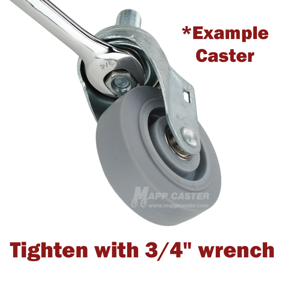 5" x 1-1/4" Semi-Steel Wheel Swivel Brake Caster with 1/2" Threaded Stem - 350 Lbs Capacity